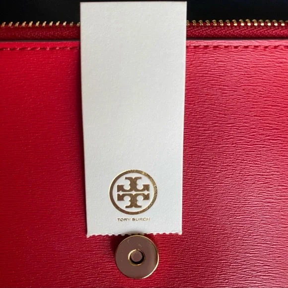 Tory Burch Parker Chain Wallet Bag Crossbody RedW/gold Excellent Condition